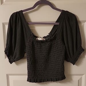 Women's Charcoal Smocked Top